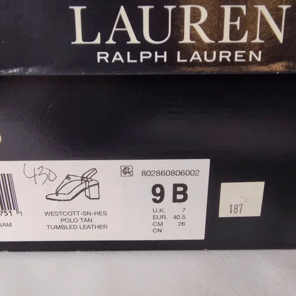 NIB Lauren Ralph Lauren Wescott Brown T-Strap Sandals - Picture 7 of 7